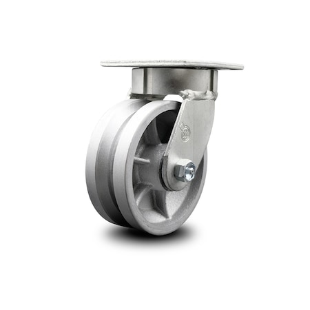 Service Caster 5 Inch Kingpinless V Groove Semi Steel Wheel Swivel Top Plate Caster SCC SCC-KP30S520-VGR